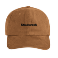 Camelfarbene Cord-Cap mit Wortverdreher-Motiv „Stauberzab“