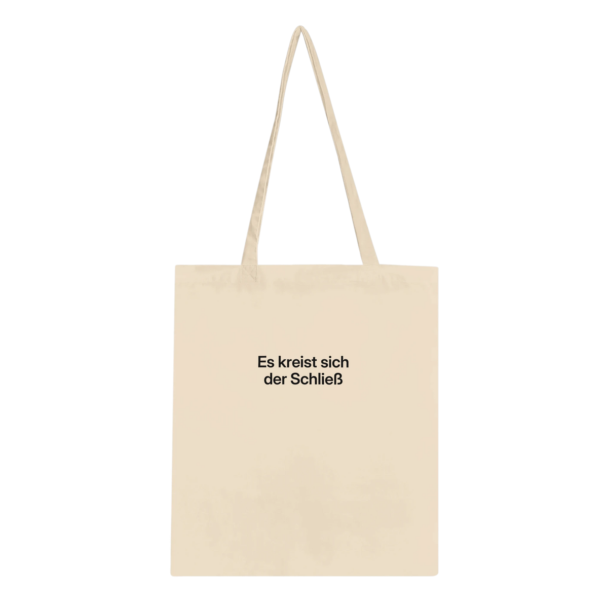 Naturfarbene Tote Bag mit Wortverdreher-Motiv „Es kreist sich der Schließ“