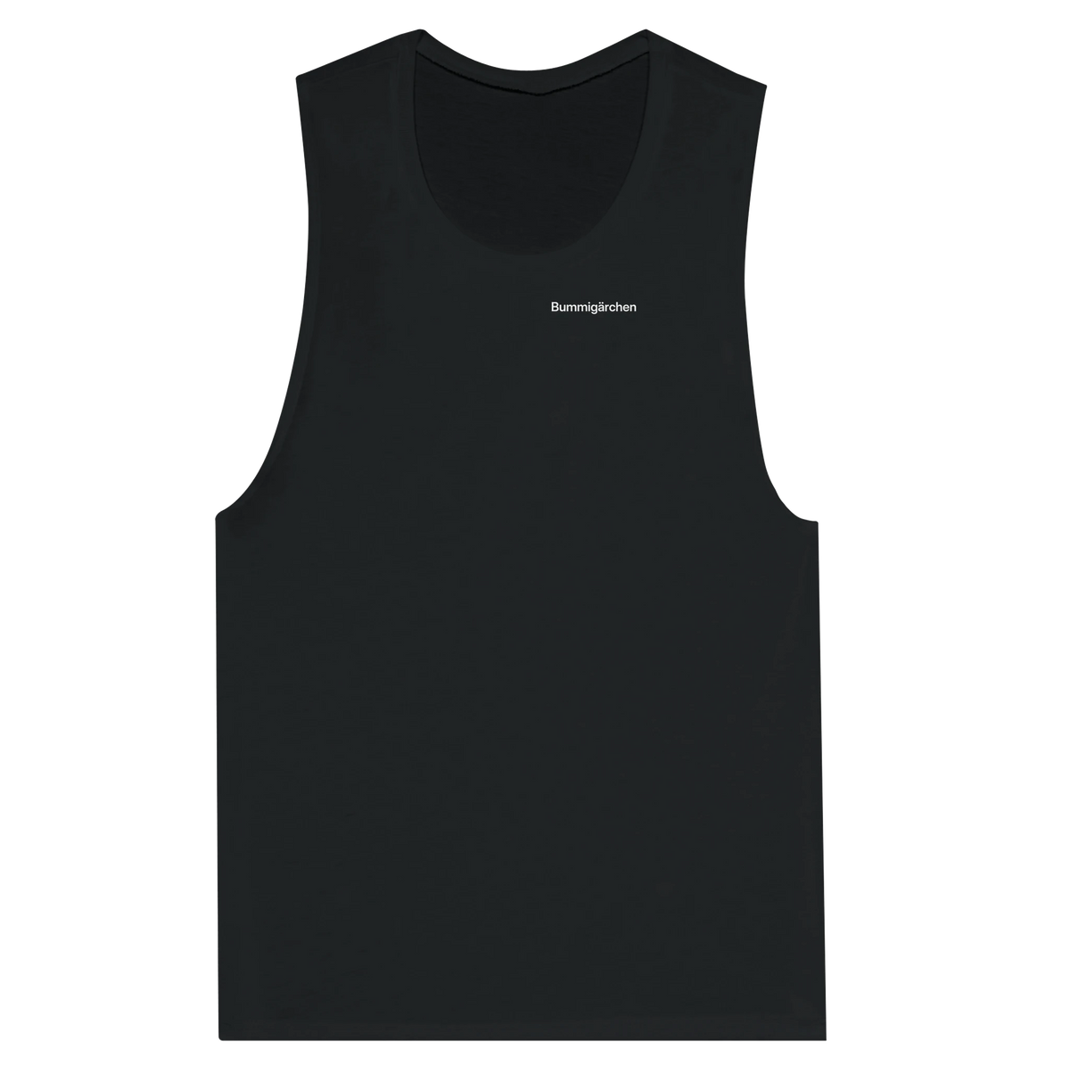 Schwarzes Damen-Tanktop mit dem Spruch Bummigärchen klein auf der Brust