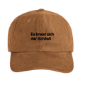 Camelfarbene Cord-Cap mit Wortverdreher-Motiv „Es kreist sich der Schließ“