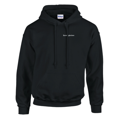 Bummigärchen – Hoodie in Schwarz, Wortverdreher-Druck links auf der Brust