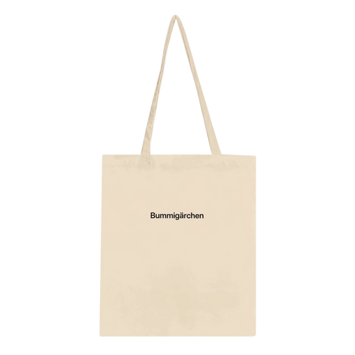 Naturfarbene Tote Bag mit Wortverdreher-Motiv „Bummigärchen“