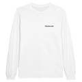 Weißes Longsleeve mit Wortverdreher-Motiv „Stauberzab“ klein auf der Brust