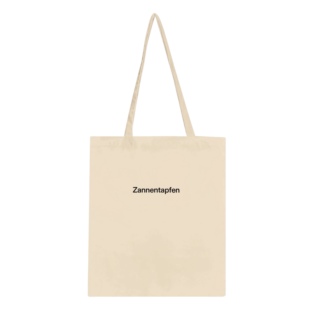 Naturfarbene Tote Bag mit Wortverdreher-Motiv „Zannentapfen“