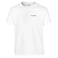 Weißes Kinder-T-Shirt mit Wortverdreher-Motiv „Laschwappen“ klein auf der Brust