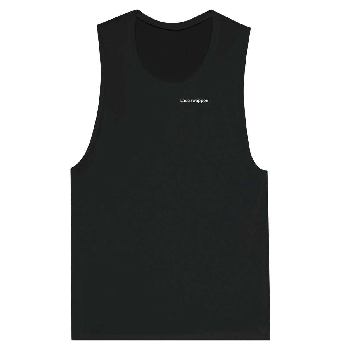 Schwarzes Damen-Tanktop mit dem Spruch Laschwappen klein auf der Brust