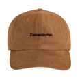 Camelfarbene Cord-Cap mit Wortverdreher-Motiv „Zannentapfen“