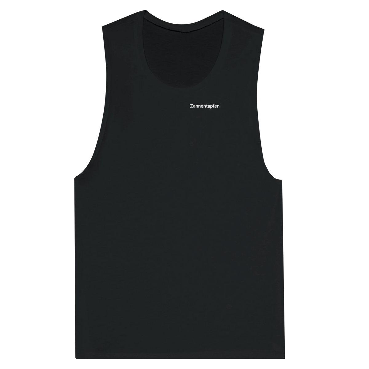 Schwarzes Damen-Tanktop mit dem Spruch Zannentapfen klein auf der Brust
