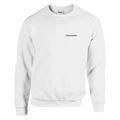 Weißes Sweatshirt mit Wortverdreher-Motiv „Zannentapfen“ klein auf der Brust