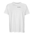 Weißes Oversize-T-Shirt mit Wortverdreher-Motiv „Bummigärchen“ klein auf der Brust